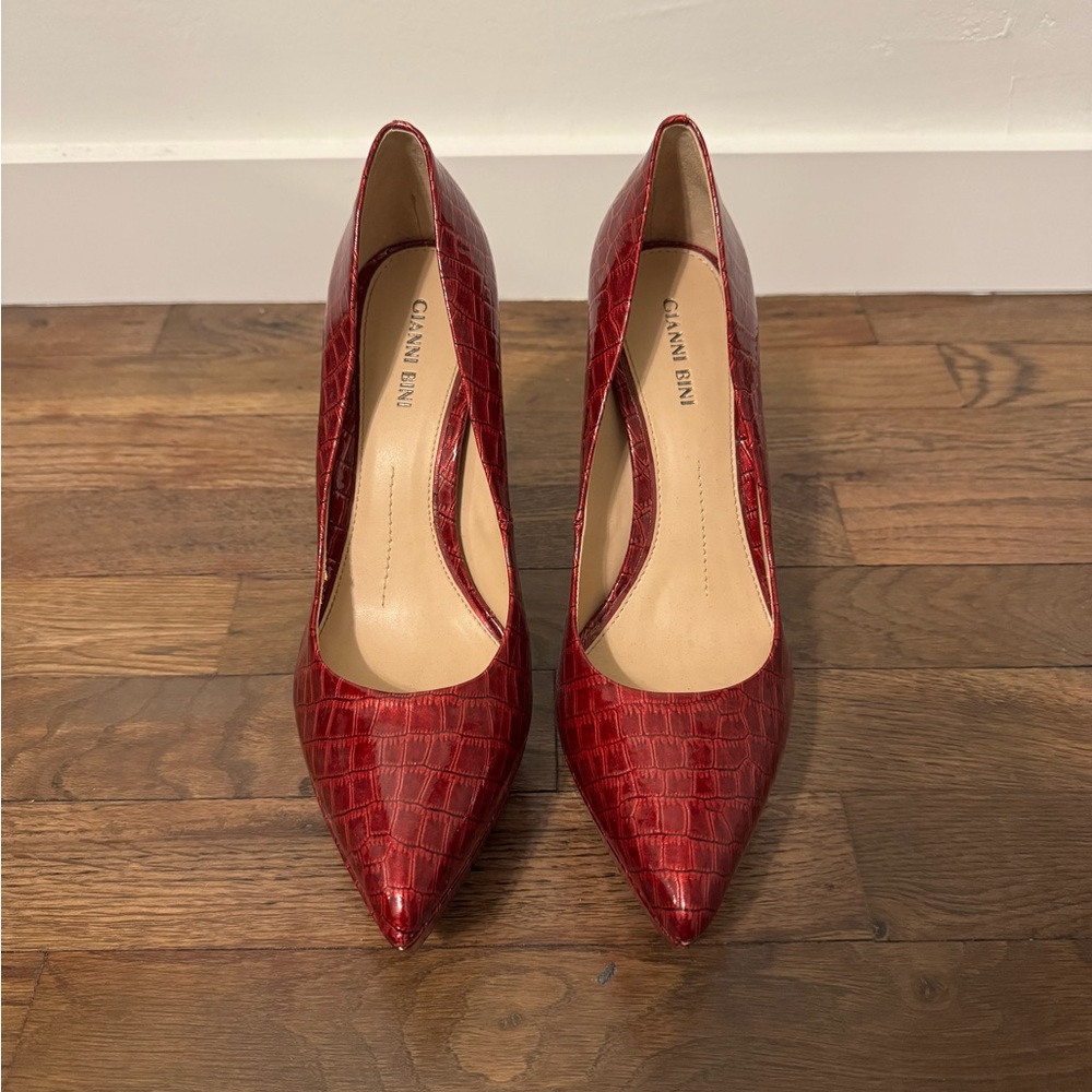 Gianni Bini Glossy Red Croc Heels
